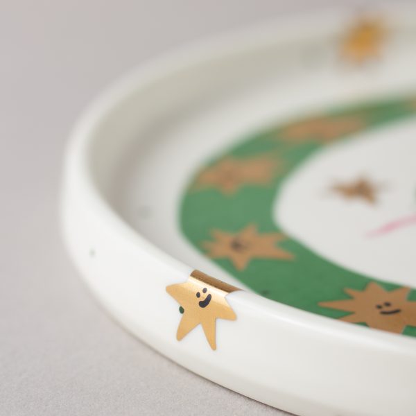 Тарелка “Зеленая змея” с золотом, 19 см