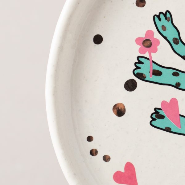 Тарелка “Эффект волны” из шамота с осьминогом, 18 см