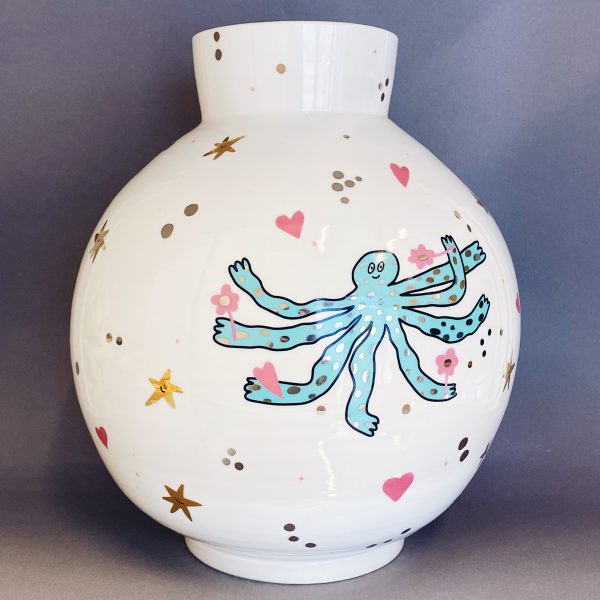 Ваза “Эффект волны” с осьминогом, 25 см