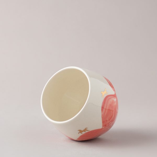 Бокал “Япония” красный с золотыми лошадками, 270 мл