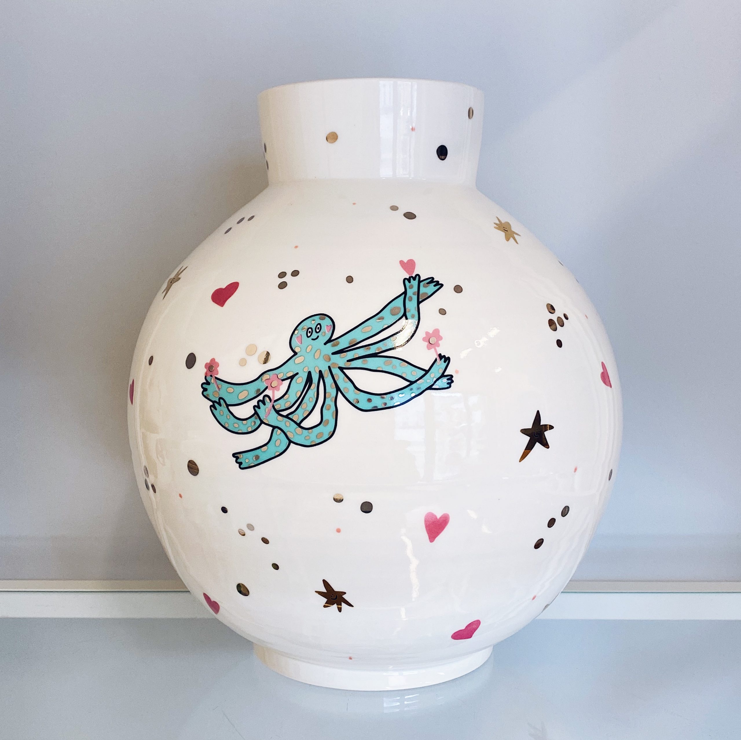 Ваза “Эффект волны” с осьминогом, 25 см