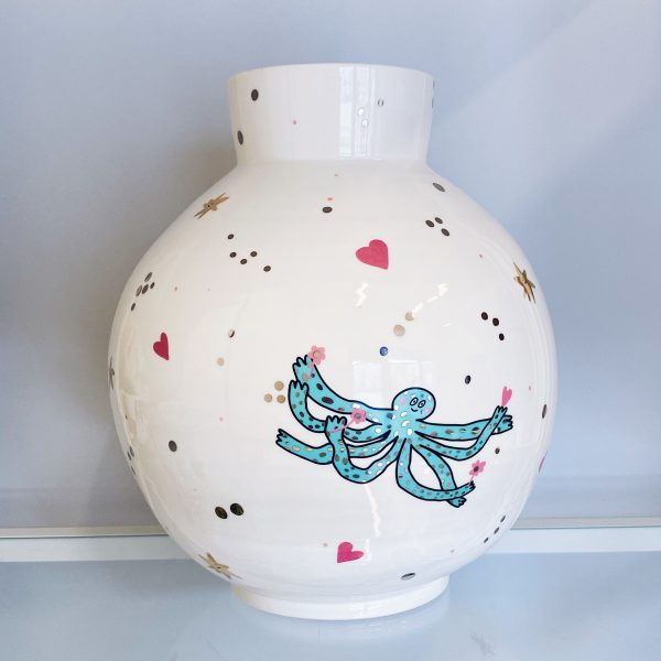 Ваза “Эффект волны” с осьминогом, 25 см