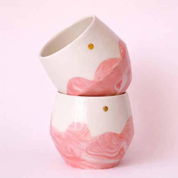 Бокал “Япония” розовый с золотым солнцем, 270 мл