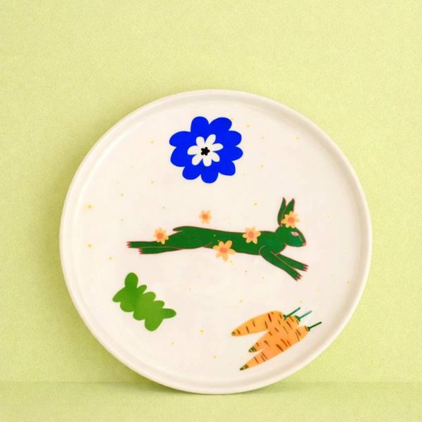 Тарелка "Зеленый заяц" с вертикальным бортиком, 20 см