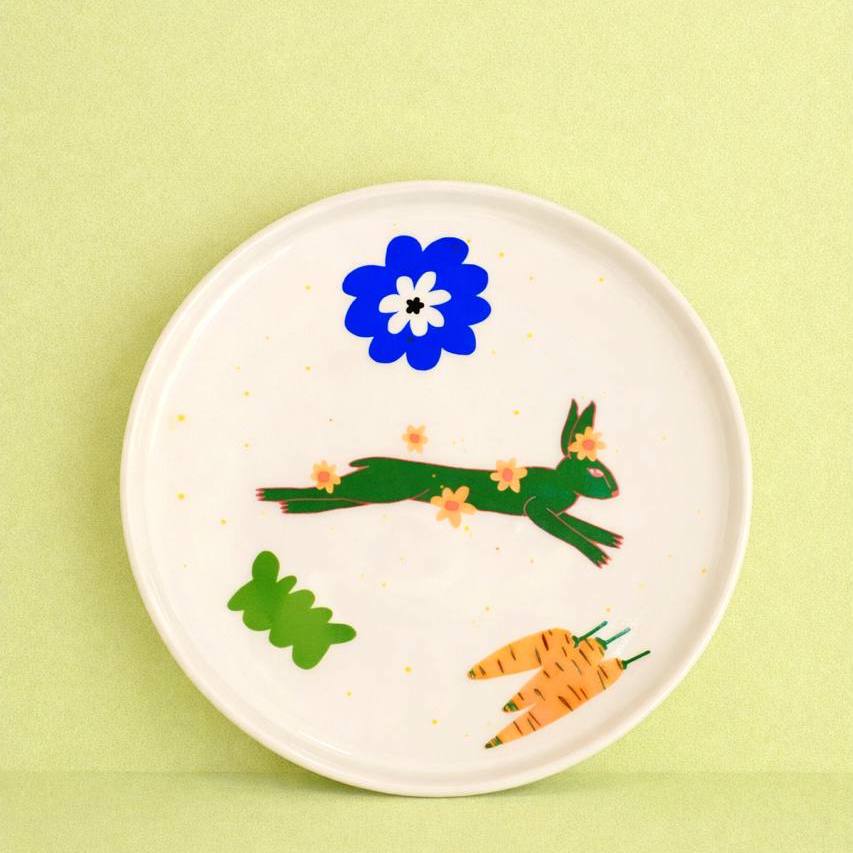 Тарелка “Зеленый заяц” с вертикальным бортиком, 20 см