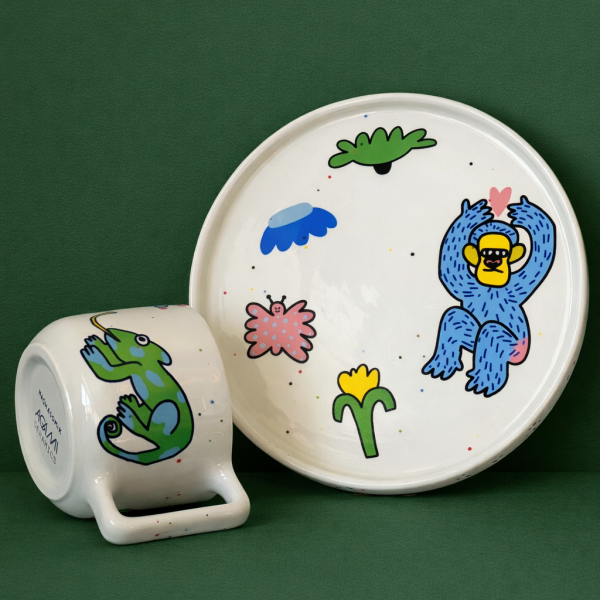 Тарелка “Голубая обезьянка”, 19 см